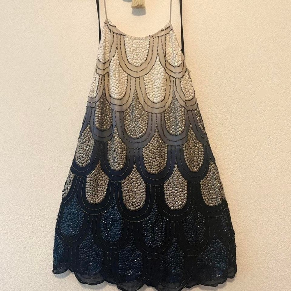 Fully beaded halter fringe tie back mermaid fairy top size XS
